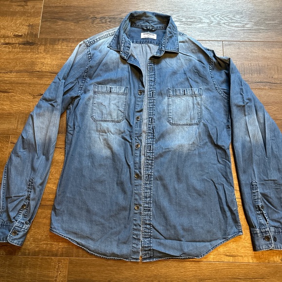 Express Other - Express Blue Denim Casual Button Down Shirt